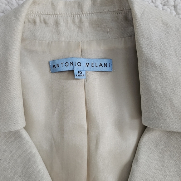 ANTONIO MELANI Beige Blazer jacket Sz10 Made In China And Made Of 70% Linen - Picture 4 of 8